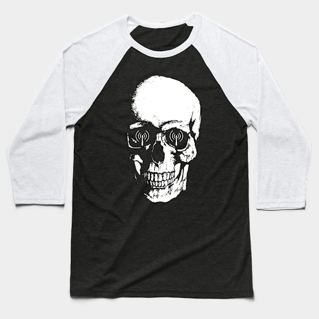 Large White Skull Baseball T-Shirt by Secret Transmission Podcast